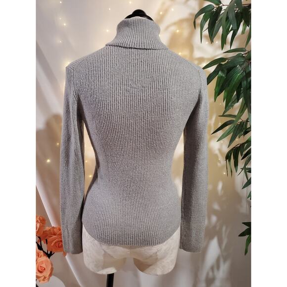 Vtg Y2K The Limited Italian Merino Wool Ribbed Turtleneck Sweater Womens Size M - Picture 3 of 8
